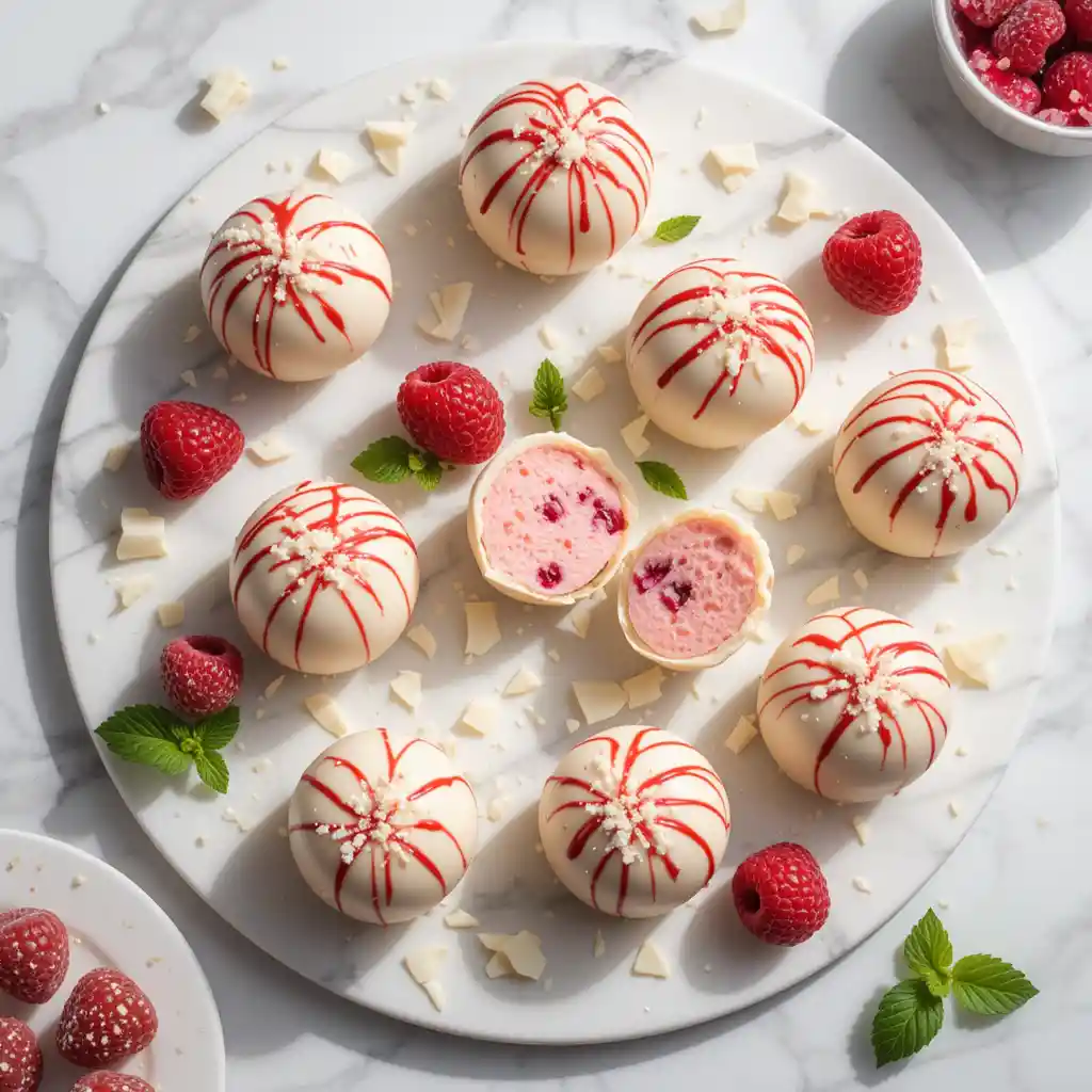 White Chocolate Raspberry Cheesecake Balls