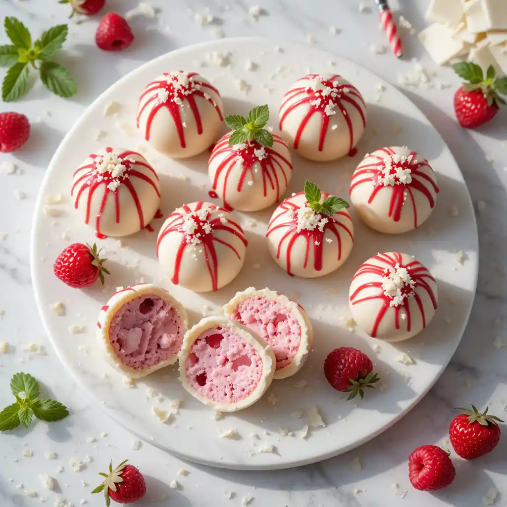 White Chocolate Raspberry Cheesecake Balls