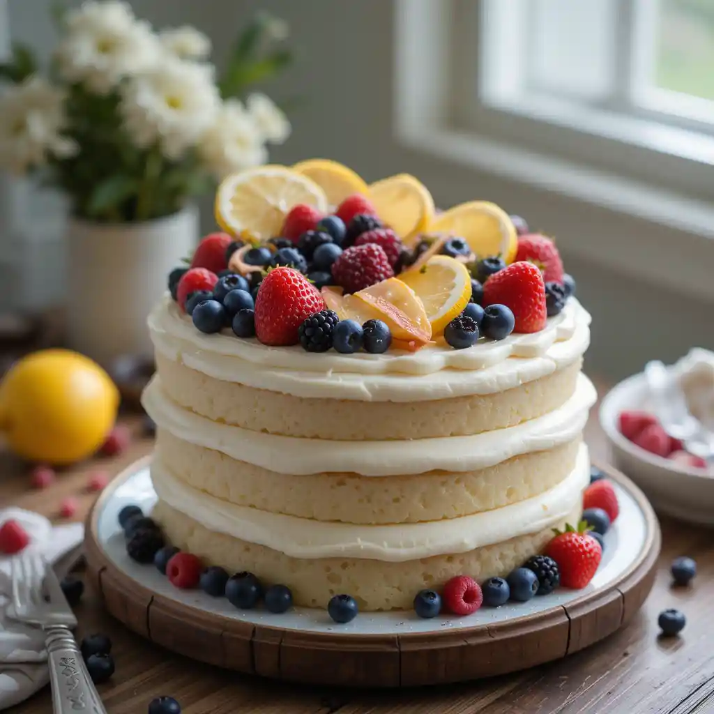 Lemon Berry Mascarpone Cake