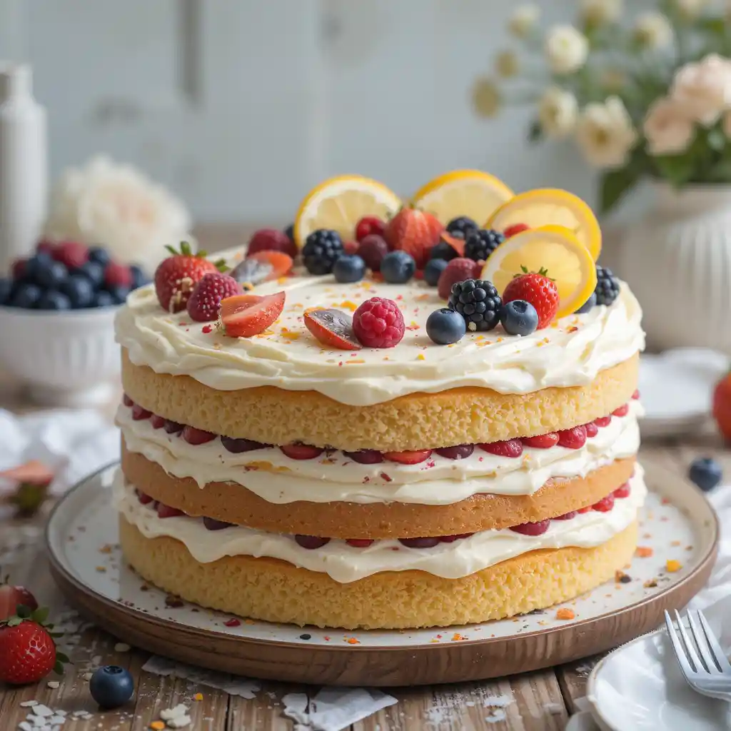 Lemon Berry Mascarpone Cake